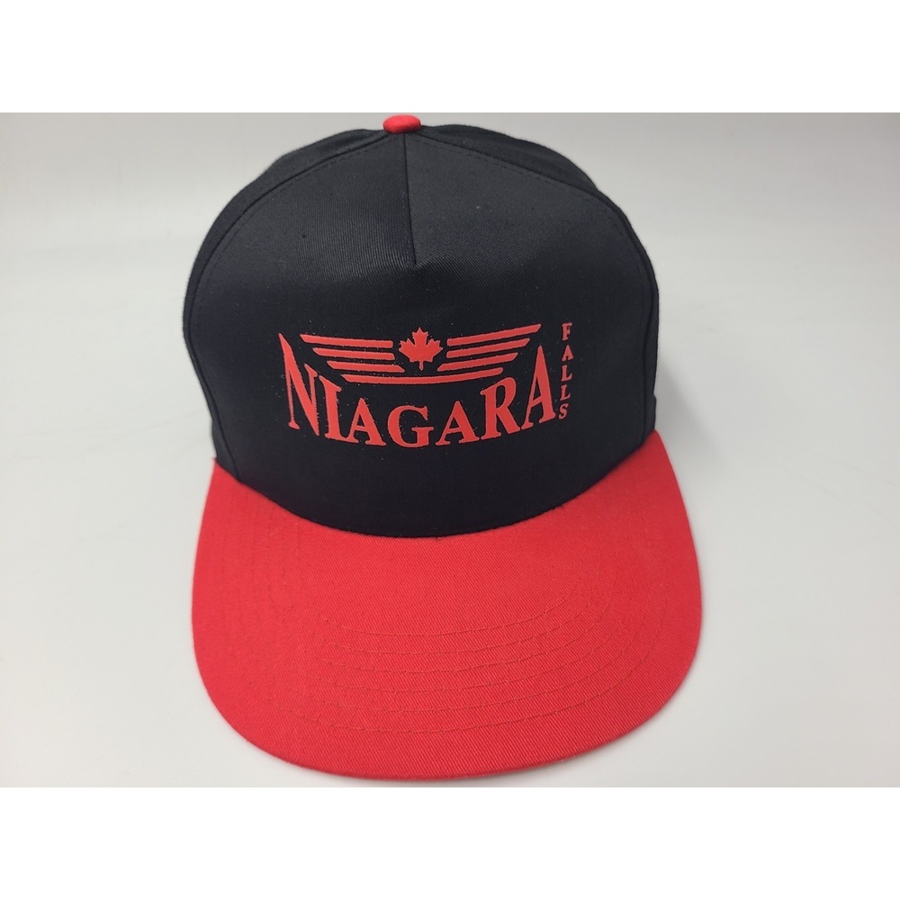 Vintage Niagara Falls Maple Leaf Snapback Hat Cap Travel Souvenir Men Black Red